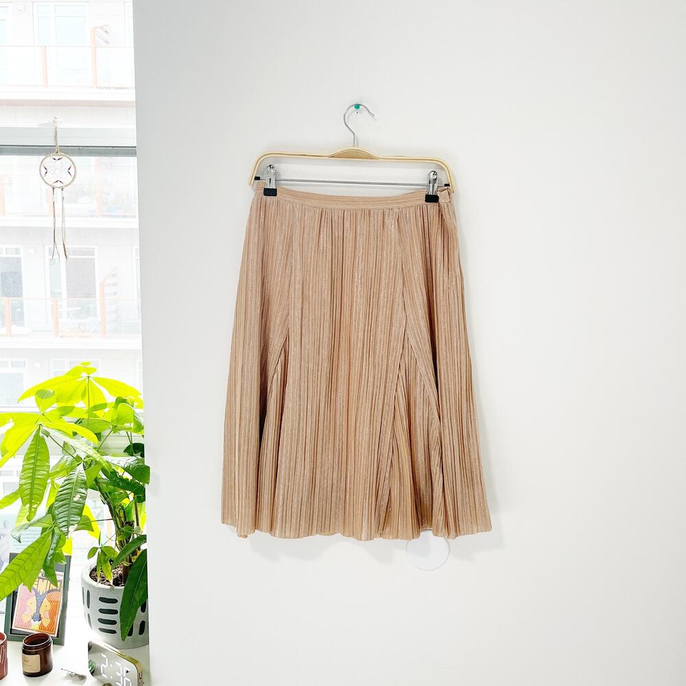 Maeve by Anthropologie Pink Metallic Pleated Skirt Size 6